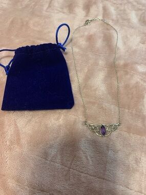 Sterling Silver Celtic Pendant Necklace with Purple Stone